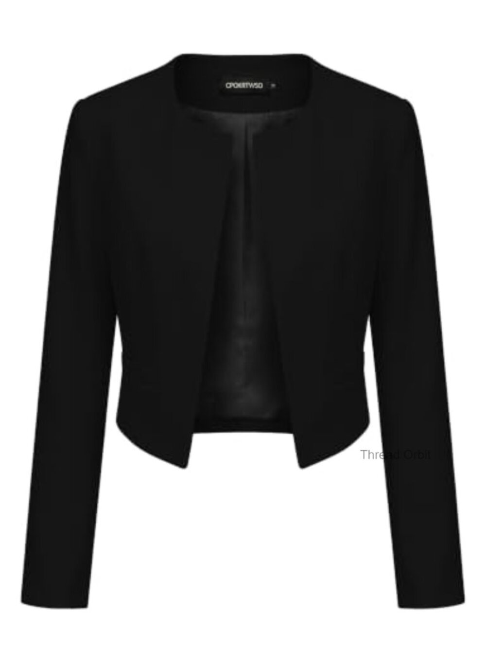 Womens Cropped Collarless Blazer Business Casual Open Front Suit Jacket